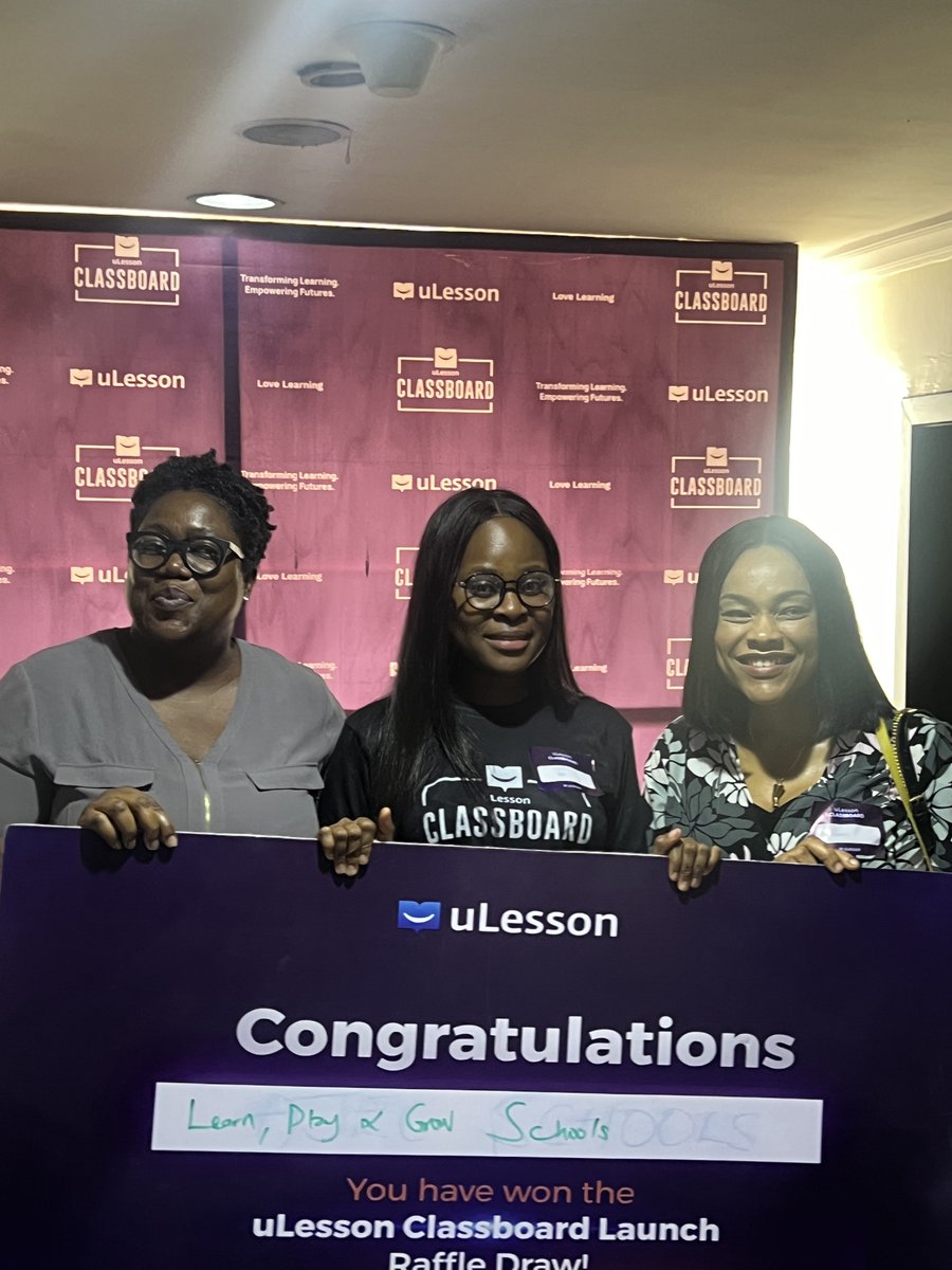 ulessonapp's tweet image. Congratulations to LPG Schools on winning the Raffle Draw at uLesson Classboard Launch, Yaba!🥳🎉🎊✨
#uLesson #uLessonClassboard #Classboard #LoveLearning #LoveTeaching #uLessonClassboardLaunch #Lagos #Yaba