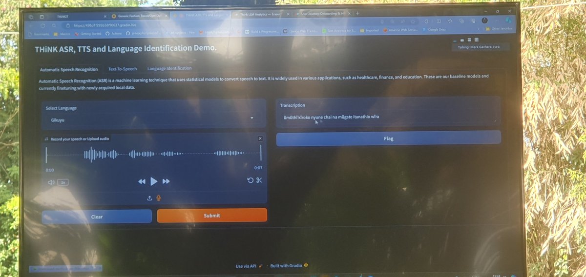 _stevew's tweet image. Automatic Speech Recognition using our model for Swahili, Kikuyu, Kisii, Kamba, Giriama.
#THiNK #THiNKiT #CommunityPoweredTech #Botathon #CoP #KenyanAI #AfricanAI