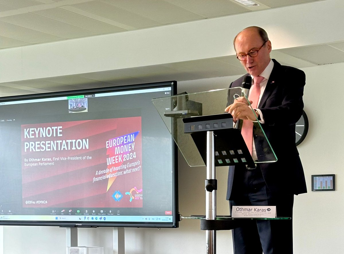 'With 80 days before the #EUElections, Financial Education must be on top of every political agenda. We need to educate not only citizens, but also opinion leaders and politicians', @othmar_karas opened the keynote at the #EMW24