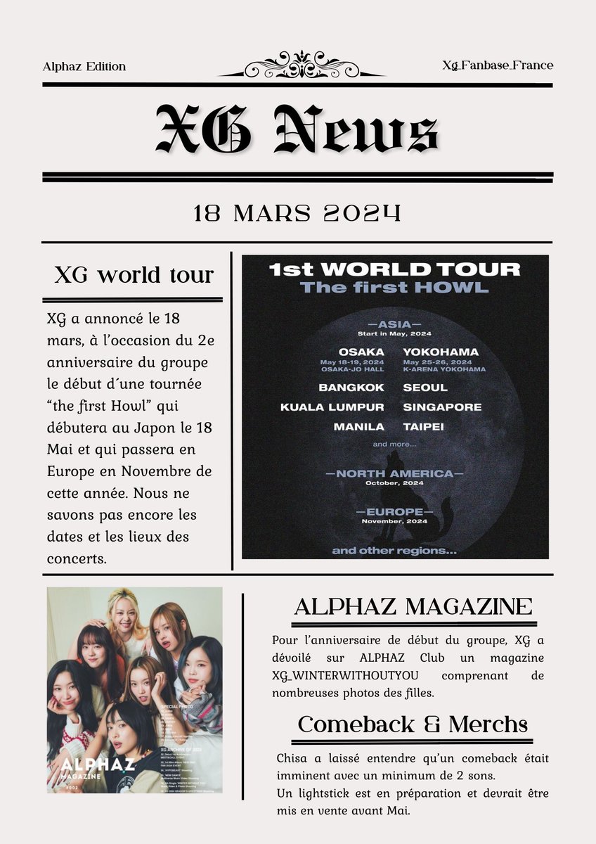 Update principales du 18.03.24 
#XG #XG2ndAnniversary #XG_1stWORLDTOUR #XGALX #XGデビュー2周年おめでとう