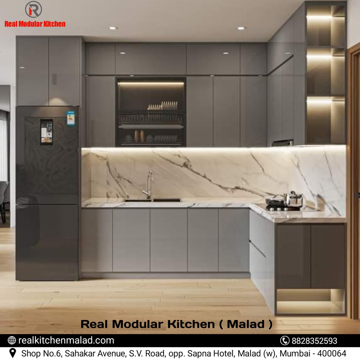 realmalad's tweet image. &quot;📷📷 Elevate your home with Real Modular Kitchen in Malad West, Mumbai! From sleek modern designs to timeless classics, we offer comprehensive kitchen and interior solutions tailored to your style.
Contact us at 8828352593 to bring your dream kitchen to life! #RealModularKitchen