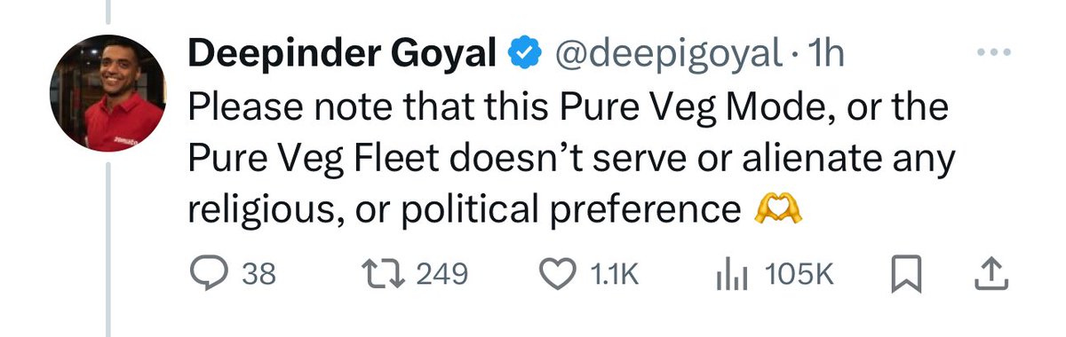 championswimmer's tweet photo. Zomato’s original tweet that Deepi has quoted below has been deleted by Zomato’s original handle (because of course when you are bending why not bend properly)

Will be curious to see if any media org will have the balls to pick these two tweets and contrast them. https://t.co/4EhmVna2Fj