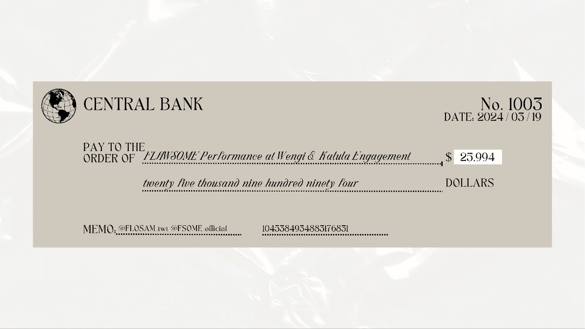 devouition's tweet photo. ️️ ️️️️ ️️
️️ ️️
️️ ️️
[BANK CHEQUE]

From: @hanastabumi @purposeofIife
To: @FLOSAM_twt @FSOME_Official
️️ ️️
️️ ️️
️️ ️️ https://t.co/AO0RmX6F0j