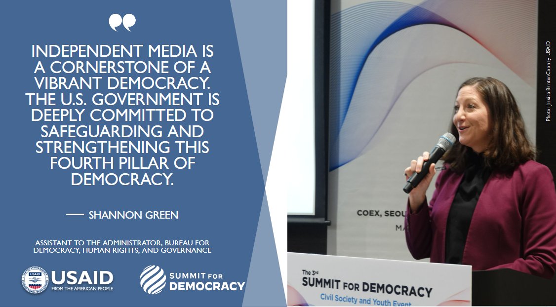 At the 3rd #SummitForDemocracy, @USAIDDRG’s AtA Shannon Green highlighted how @USAID’s Empowering the Truth Tellers: Asia Investigative Reporting Nework is enabling safe & impactful investigative journalism - to expose abuses of power, fight #corruption & promote #accountability.