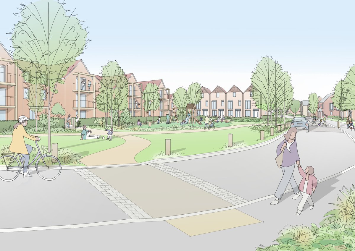 A long history of flooding guided the design response at Smallfield, Surrey for our client Landform Estates with the project celebrating the project's recent #planningapproval. Discover more about this innovative project here: jtp.co.uk/planning-appro… #placemaking #architects