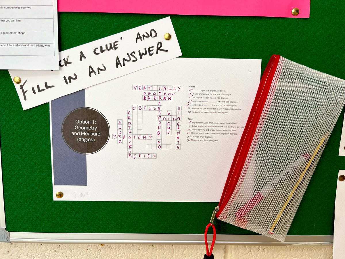 scoildara's tweet photo. Big shoutout to Ms. Watson for the brilliant numeracy challenges around our school! �� Every week, the board lights up with brain-teasers. Loving the new addition of the math crossword! Can't wait to crack the Easter quiz this week! 🐣 #NumeracyRocks https://t.co/tOVIJrMpbv