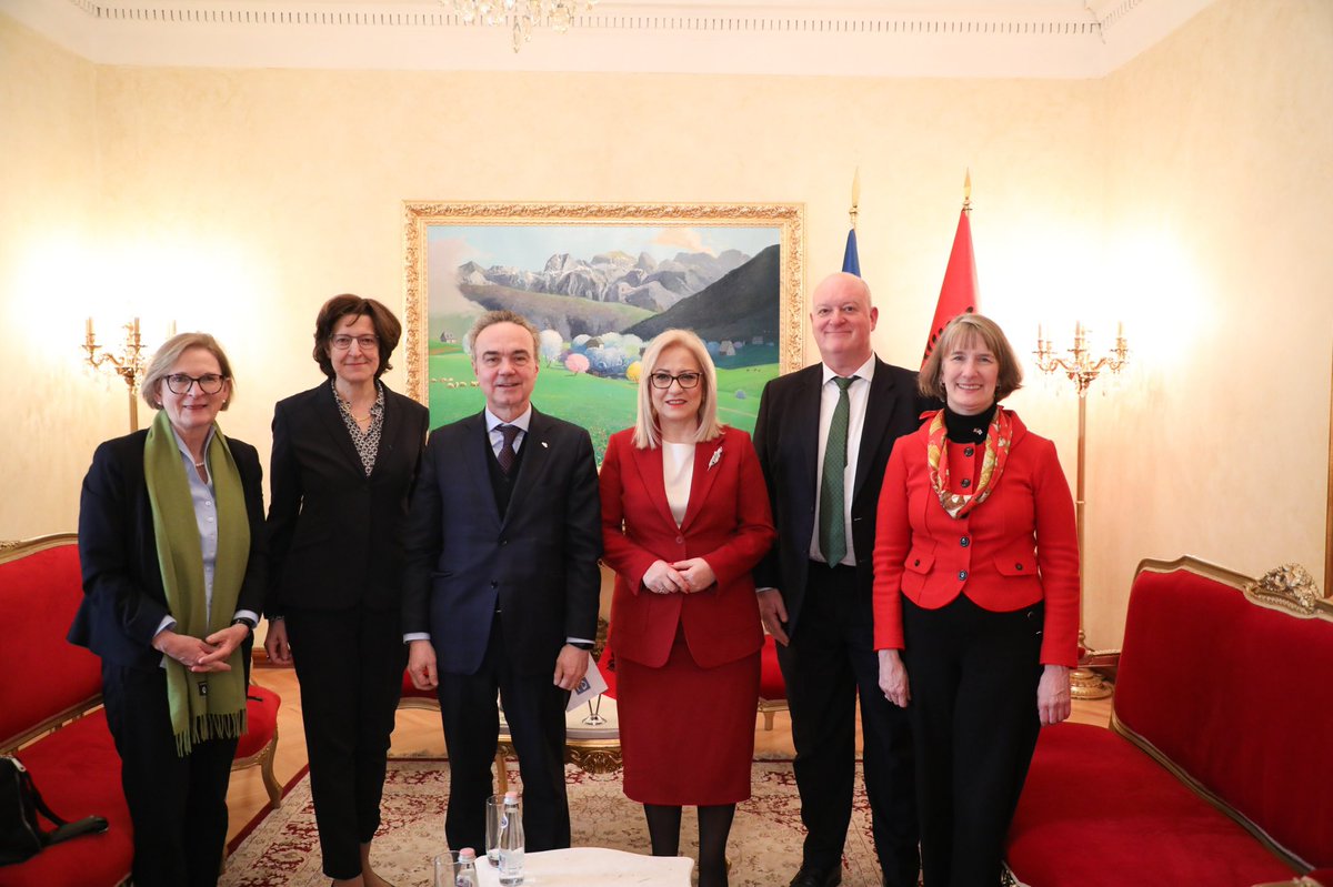 A working meeting with perm. rep. of Quint countries in OSCE:Mr. Stefano Baldi🇮🇹;Mr.Neil Holland🇬🇧; Mrs.Susanne Schütz🇩🇪;Mrs. Fatène Benhabylès-Foeth🇫🇷;Mrs. Katherine Brucker US Dep. HoO. OSCE Presence in🇦🇱is a reliable partner in supporting democracy & Euro-Atlantic integration.