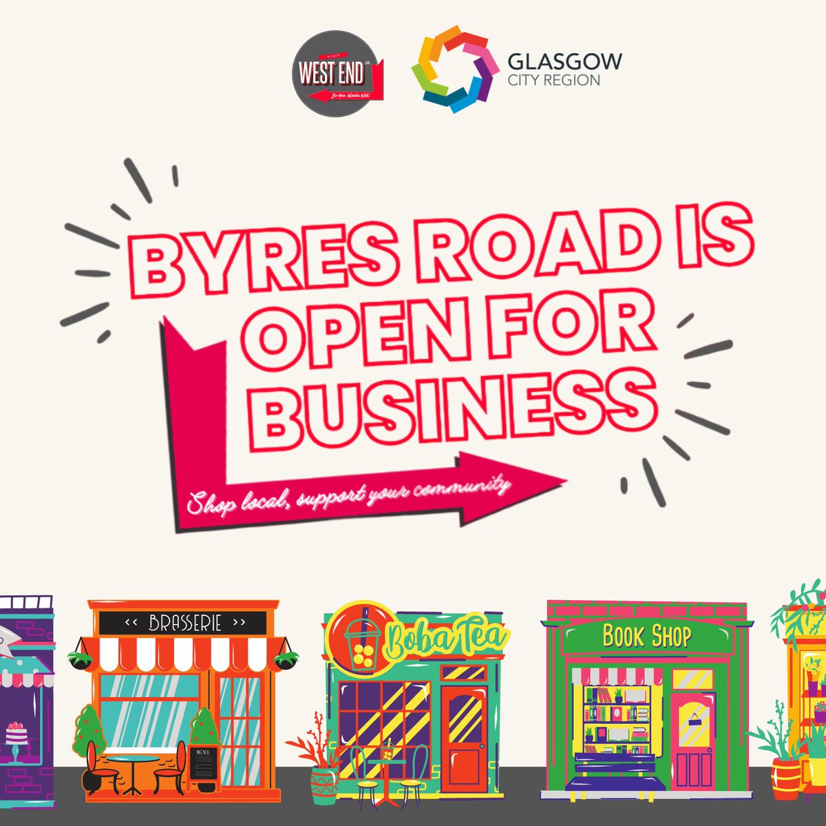 Businesses on #ByresRoad & Lanes are open as usual during the CityDeal roadworks.

Construction is happening on small sections of the road at a time so come out and #shoplocal.

#GlasgowWestEnd #VisitWestEnd #PeopleMakeGlasgow #GlasgowLife #GlasgowWestEnd #ByresRoad