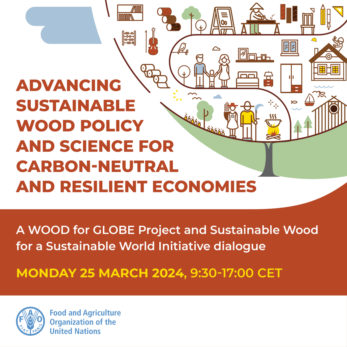 Join @FAO & partners online for a global policy dialogue: Advancing sustainable wood policy & science for carbon-neutral and resilient economies 🗓️ Mon 25 March 2024 ⏰ 9:30-17:00 CET Register 👉 ow.ly/4gCn50QQoB4 @IUFRO @BML_gv_at #SW4SW #WoodforGlobe @FAO4Members