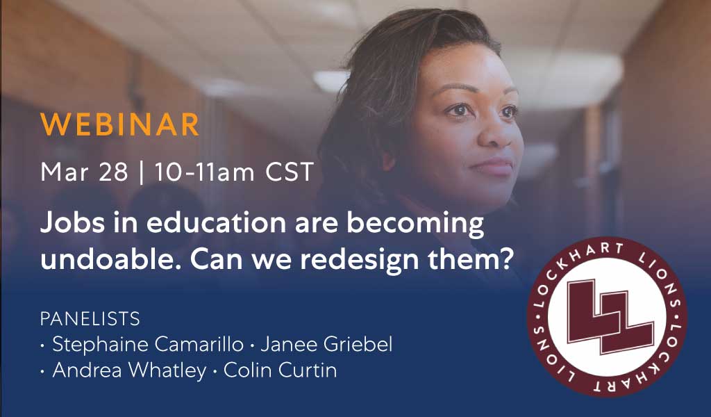 Jobs in education are becoming undoable. Can we redesign them? March 28 | 10-11am CST Register here: forms.holdsworthcenter.org/f/webinar-jobs…