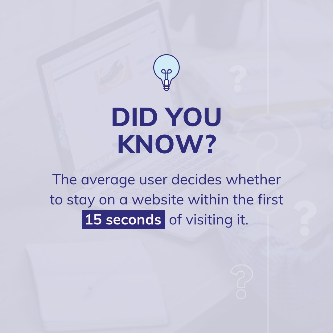 fullstackind's tweet image. 💡 Did you know? In today&apos;s digital world, users decide within 15 seconds whether to stay on a website. Let&apos;s make those first 15 seconds count with user-friendly experiences!

#UserExperience #WebsiteDesign #DigitalMarketing #UXDesign #FullStackIndustries #Guildford