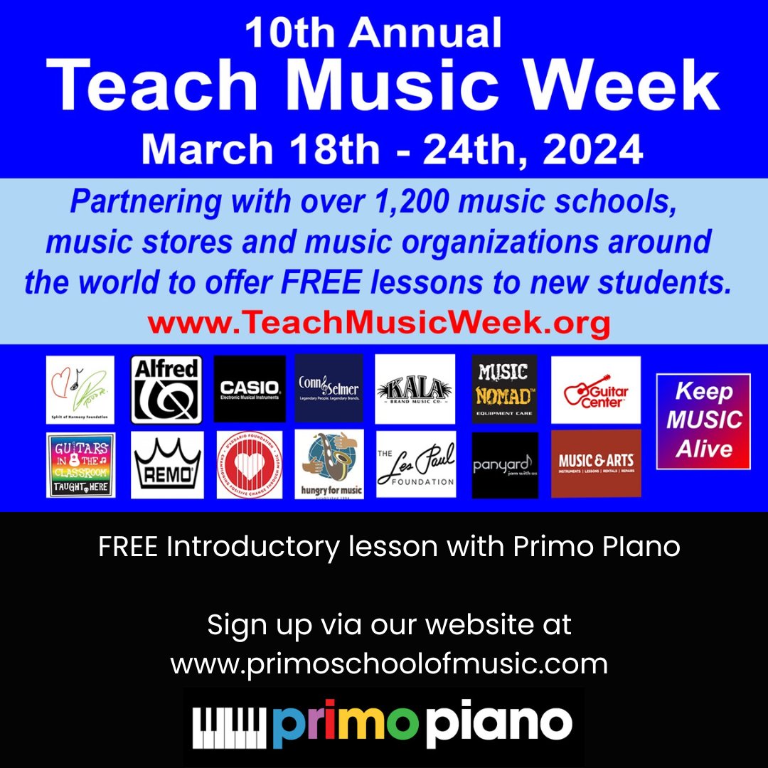 Its Teach Music Week with @KeepmusicaliveO. We have partnered with them to promote our FREE introductory lesson. Contact us on our website primoschoolofmusic.com to book #keepmusicalive #teachmusicweek