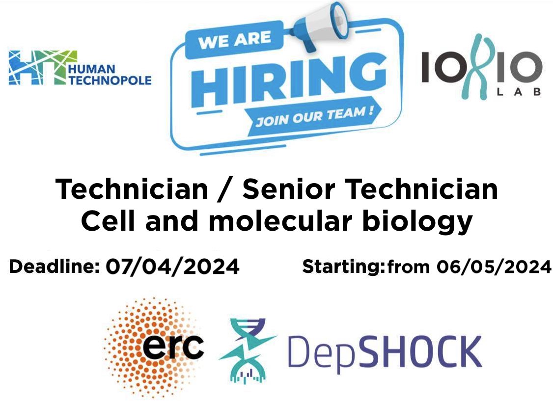 We need a lab Technician to support the data generation effort in our @ERC_Research funded DepSHOCK project @humantechnopole to advance personalised cancer therapy and the discovery of new combinatorial targets. #CRISPRscreens #transcriptomics Apply now! #ScienceJobs please RT 🙏