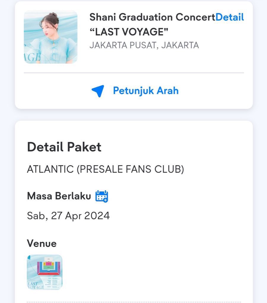 WTS Tiket Shani Graduation Concert "Last Voyage" JKT48

▫️Atlantic : 2.675.000 (2 Tix)
▫️Carribean : 465.000 (3 Tix)
▫️Indian : 1.625.000

✅Ada Group Chat!
✅Trusted &amp; Diurus
✅INCLUDE SURAT!

#wtb #wts #zonajajan #zonauang #zonaba #jkt48 #LastVoyage #ShaniJKT48 #ShaniGraduation