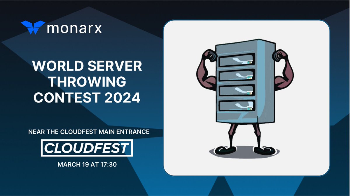 Join @monarxsecurityand official sponsor of WSTC 2024! It’s server throwing, not rocket science! Okay, 40 server-throwing athletes will show their raw power in front of a live audience of @cloudfest. #wstc2045 #tosstheserver #undergroundevent