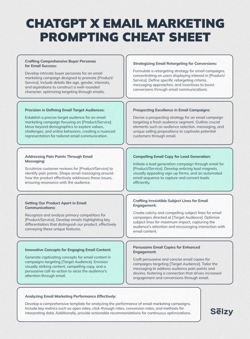 ChatGPT can save you hours of work in your email marketing campaigns.

But only if you write proper prompts.

Here's our best ChatGPT Prompting Cheat Sheet to help you launch your new campaign in minutes ⬇️

#emailmarketing #emailmarketingtips #email