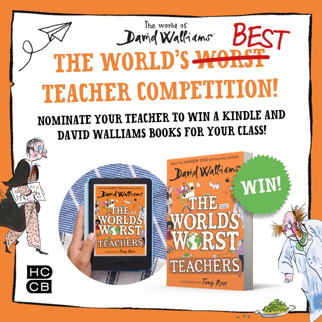 To celebrate the paperback release of ‘The World’s Worst Teachers’, David wants to hear your nominations for the world's BEST teacher! To win an amazing prize for your school & the winning teacher, send in your submissions here: bit.ly/43fF5OE 📚 Must end 23:59pm, 19