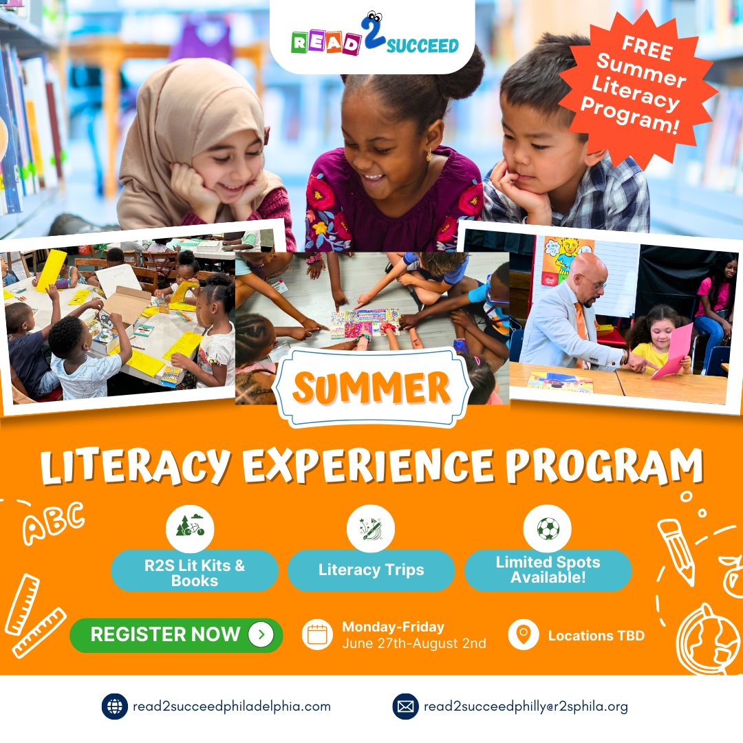 Happy first day of Spring! We are thrilled to announce the launch of our Summer Literacy Experience Program, starting June 27th! 🎉 Spring into literacy by registering your rising 1st-4th grade scholar, here: bit.ly/3Iy2gdM #Read2SucceedPhiladelphia