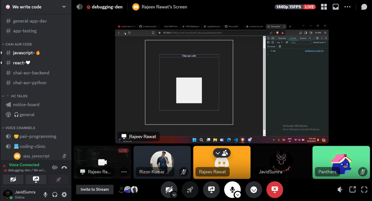 JAVIDSUMRA8's tweet image. 🚀 Excited to announce that I&apos;m now helping students in the &apos;We Write Code&apos; channel on Hitesh Sir&apos;s platform! 🖥️ Join us as we delve into the world of coding and unleash our programming potential together. Let&apos;s write our way to success! 💻 @Hiteshdotcom #WeWriteCode