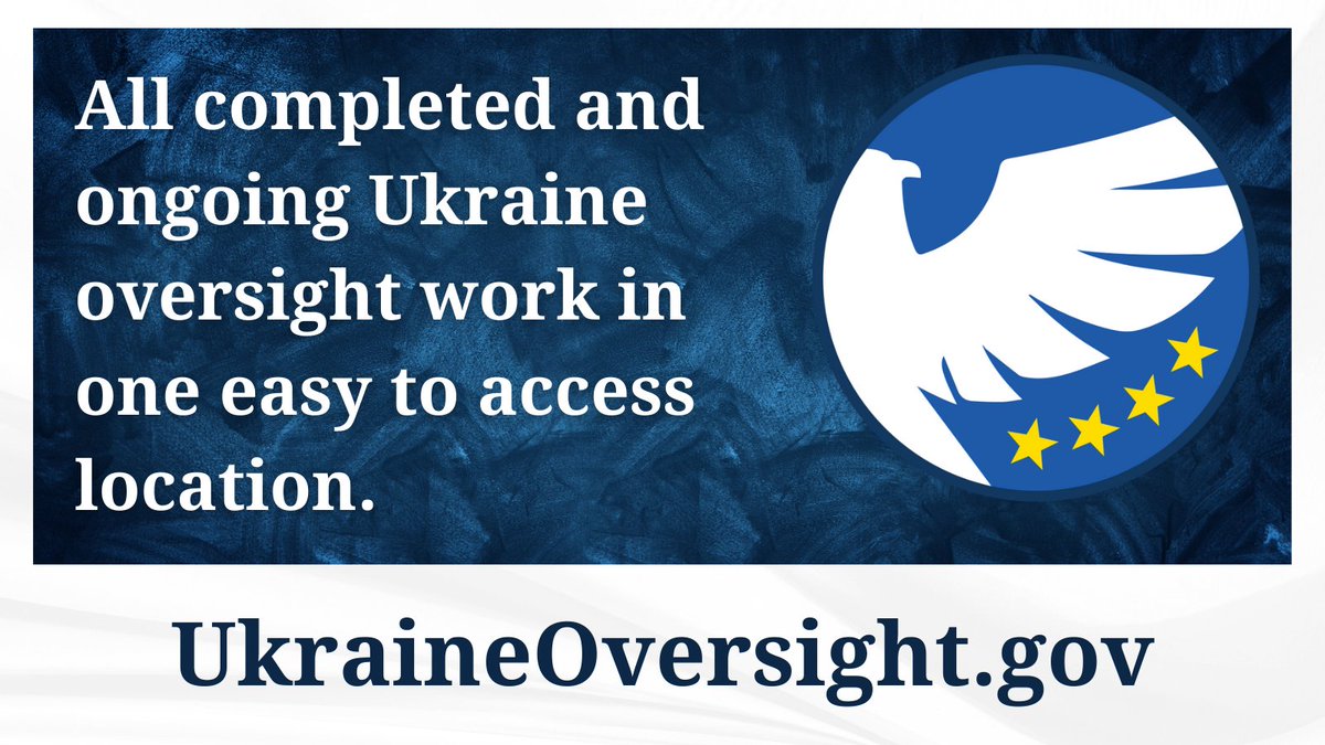 In collaboration with @StateOIG, @USAID_OIG, and @USGAO, the DoD OIG invites you to visit UkraineOversight.gov, a one-stop-shop for our completed and ongoing comprehensive #oversight of U.S. assistance to #Ukraine: dodig.mil/In-the-Spotlig…