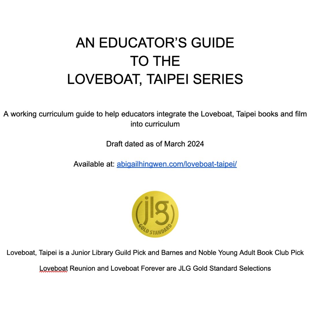 Dear Educators and parents, my wonderful team put together this curriculum guide to the Loveboat, Taipei series. It began with the @BNBuzz Barnes & Noble book club questions developed by Jenney Nguyen, librarian at Martin Luther King Jr. Library in San Jose, CA, and expanded…