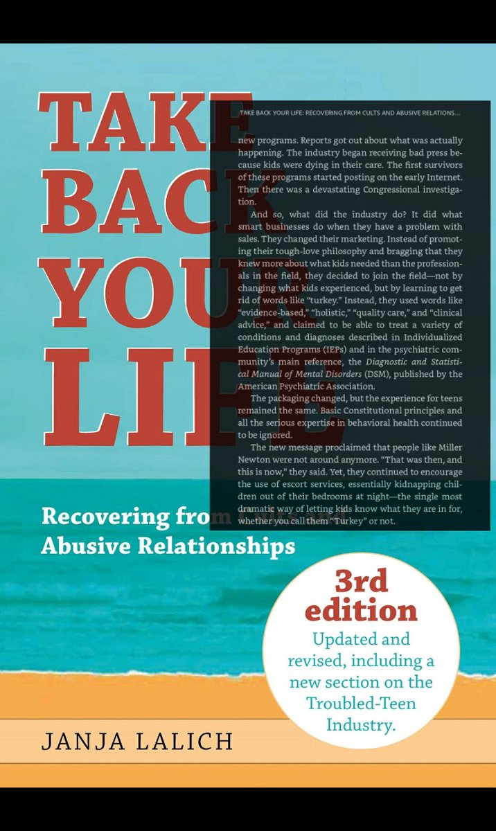 I'm reading the new reprint by  @Janja_Lalich - digital (#Amazon) copy of #takebackyourlife, #TTI section court of law history - to quote in papers, podcasts, etc. #WritingCommunity #cults #cultdocumentary #troubledteenindustry