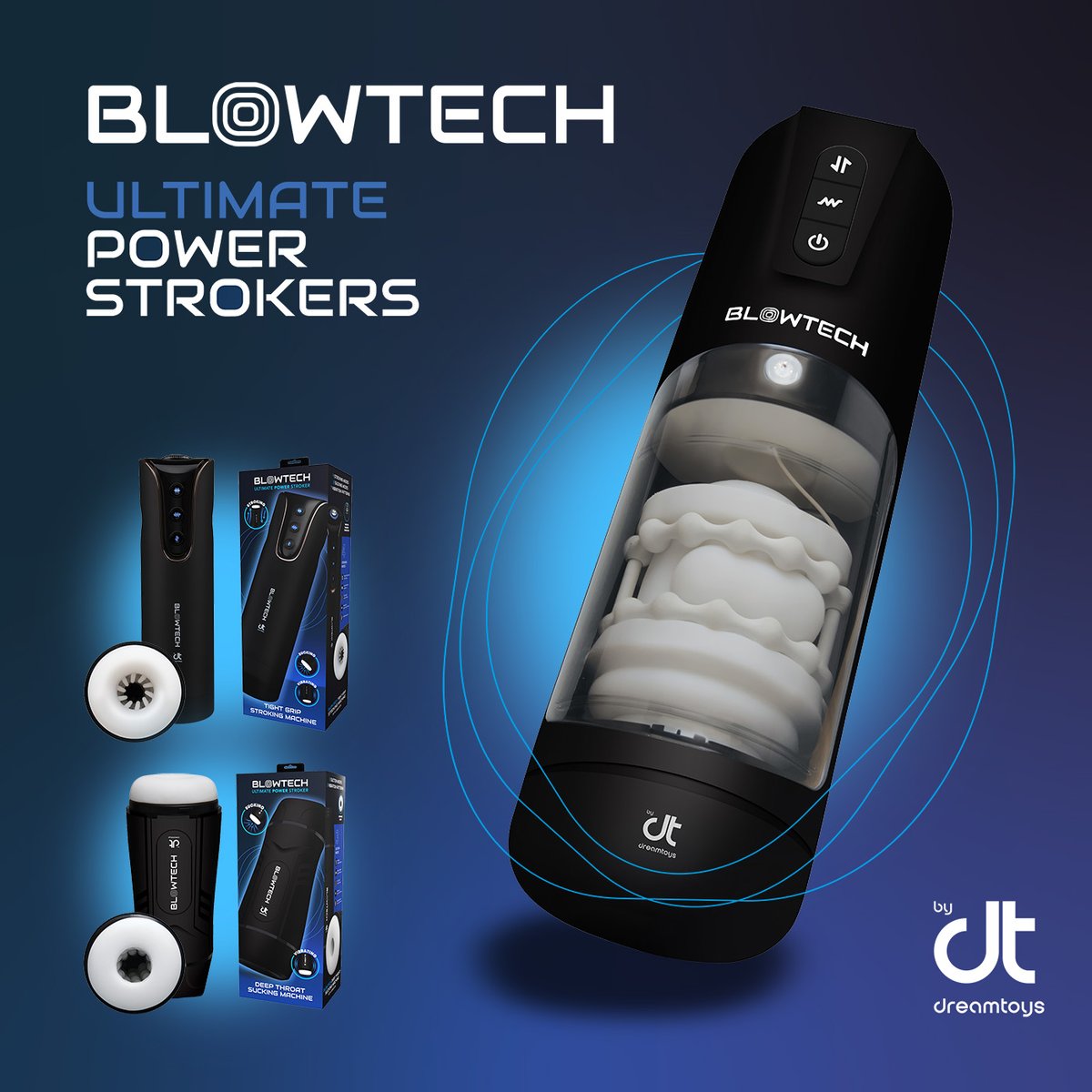 Add some innovation to solo play with the Blowtech automated strokers. Choose powerful vibration and stroking modes or the amazing throbs and tight tantalization of deep penetration with an internal warming sensation! 💙