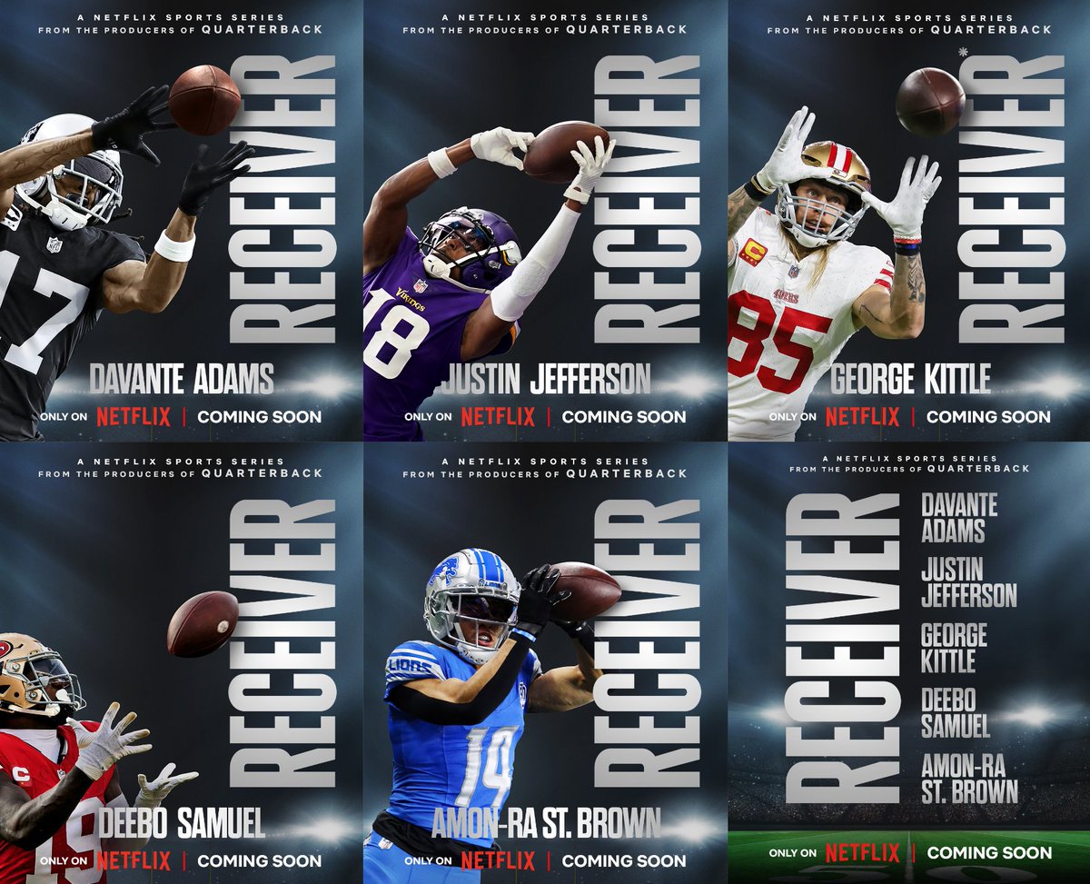 Davante Adams Justin Jefferson George Kittle Deebo Samuel Amon-Ra St. Brown From the creators of QUARTERBACK, RECEIVER is coming later this year.