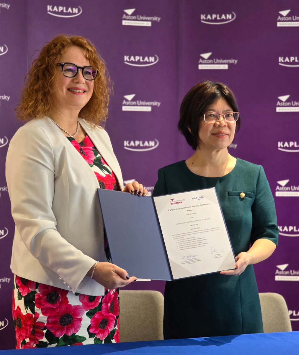 🤝| @AstonUniversity partners with Kaplan Singapore to launch global hub for postgraduate programmes 🇸🇬 It's the first of a network of global hubs to be established by Aston University 👉tinyurl.com/yc8834v7 #TeamAston