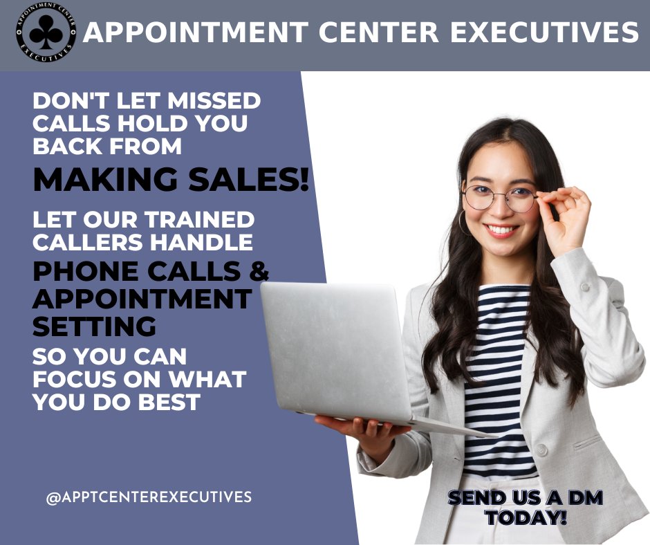 Elevate your sales strategy with our top-notch appointment setting services. More meetings, more opportunities, more growth! 🌟

#SalesSuccess #GrowYourBusiness #appointmentcenterexecutives #ace #appointmentsetters #leads #recruiting #virtualassistant #calling #coldcalling
