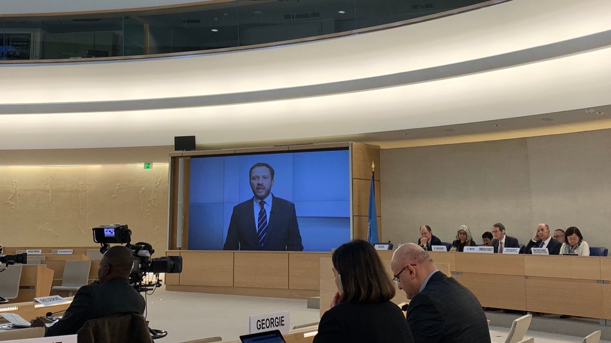 #Estonian FM @Tsahkna delivered a statement at #HRC55 in @UNGeneva on behalf of 🇩🇰🇪🇪🇫🇮🇮🇸🇱🇻🇱🇹🇳🇴🇸🇪 where we expressed concern about widespread illegal detentions & systematic use of torture against civilians & prisoners of war. Russia must be held accountable for its war crimes.