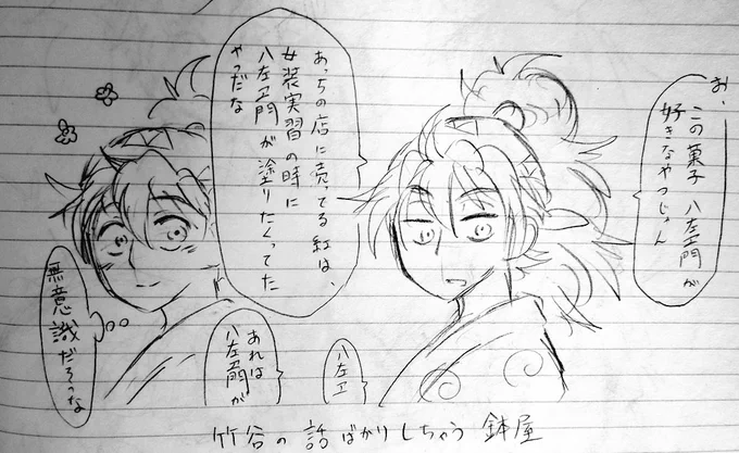 竹鉢落書き
無意識にたけゃの話ばかりしちゃうはちゃが好きです
なお、そのことをはちゃに指摘したら全否定してくる 