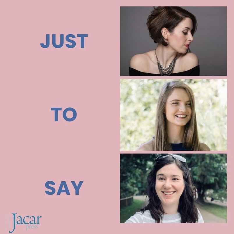 Two of Ireland’s brightest young poets, Victoria Kennefick & Lauren O’Donovan, will be joining @mollytwomey1 on Zoom Weds., April 3 (6pm Ireland/2pm EST), for an intimate hour of poetry and discussion on Just to Say. Email jacarpress@gmail.com for the free Zoom link!