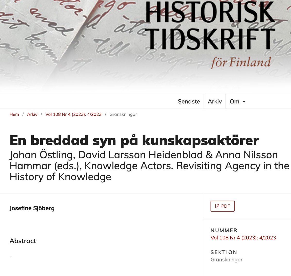 Happy to read a favourable and comprehensive review of our book 'Knowledge Actors' in @HistoriskF.