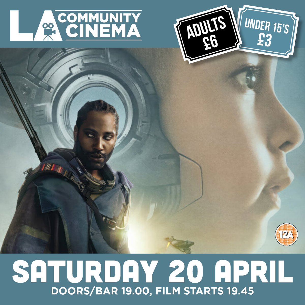 LAVillageCinema's tweet photo. We're back on April 20th with #GarethEdwards #scifi #drama, #TheCreator. Showing at #LongAshton Community Centre. Doors &amp; bar open 7pm. Feature starts at 7:45pm. £6 Adults &amp; £3 under 15's. BUY NOW at https://t.co/6Vv6Aj4udF https://t.co/gQPnyihI4I