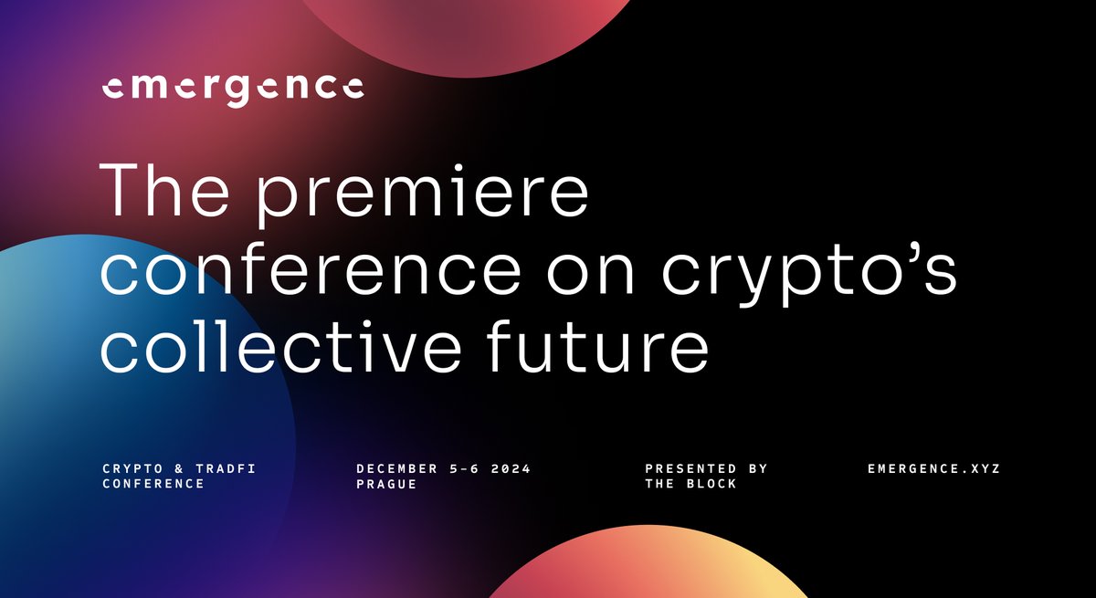 TheBlock__'s tweet image. 🚀 Exciting Announcement! 🚀

We're thrilled to unveil @Emergence_conf, the premier conference for the digital assets industry, brought to you by The Block! 🌐 Join us in Prague from December 5-6 for an immersive experience like no other. Here's what you need to know 🧵⬇️