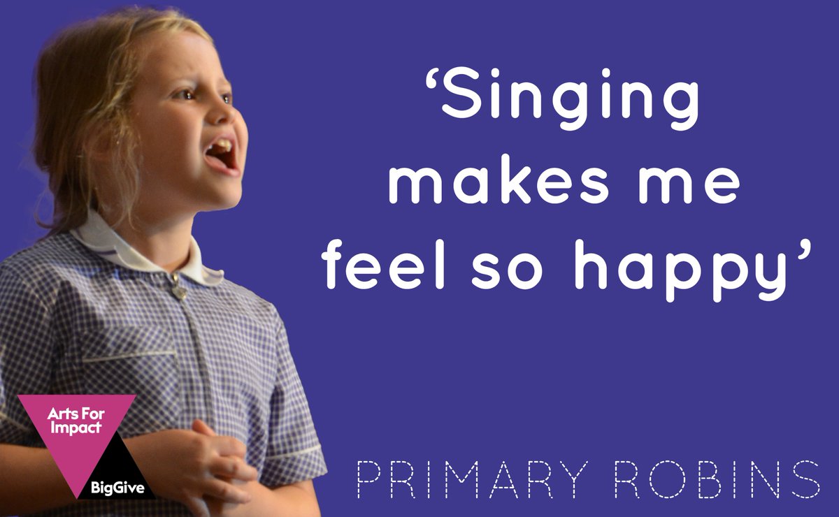 In 52 schools with no other music provision, we teach singing to our 'Primary Robins' at no cost to the school. A year of classes costs £40 per child. Donate before midday 26 March to double your money's impact: donate.biggive.org/campaign/a0569…. Hear the Robins: youtube.com/watch?v=MZqrgx…