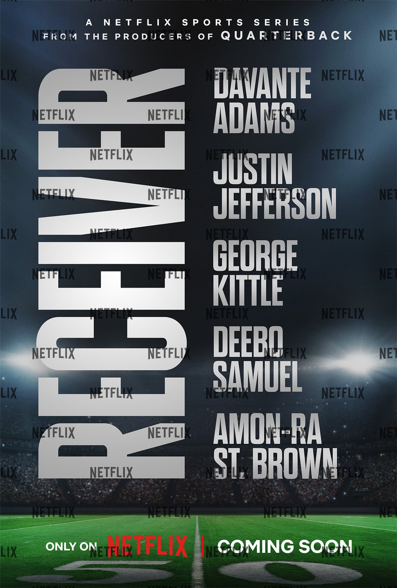 Last summer: Quarterback. This summer? Receiver.

Netflix announced its new sports series – “Receiver” – featuring Davante Adams, Justin Jefferson, George Kittle, Deebo Samuel and Amon-Ra St. Brown. Via NFL Films, Omaha Productions &amp; 2PM Productions, Receiver debuts this summer.