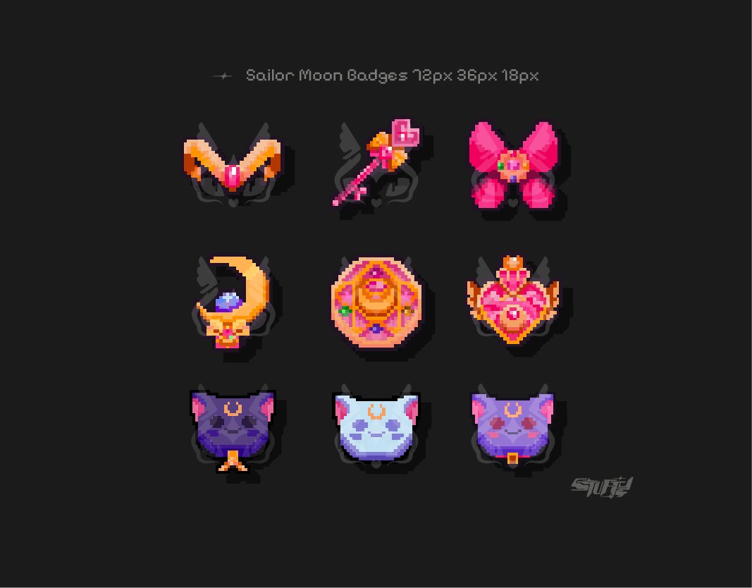 ✦ P2U ✦ Pixel Art Sailor Moon Badges | Remember to read T.O.S. before buying | Leer los términos y condiciones antes de comprar. ko-fi.com/s/e611e7334b