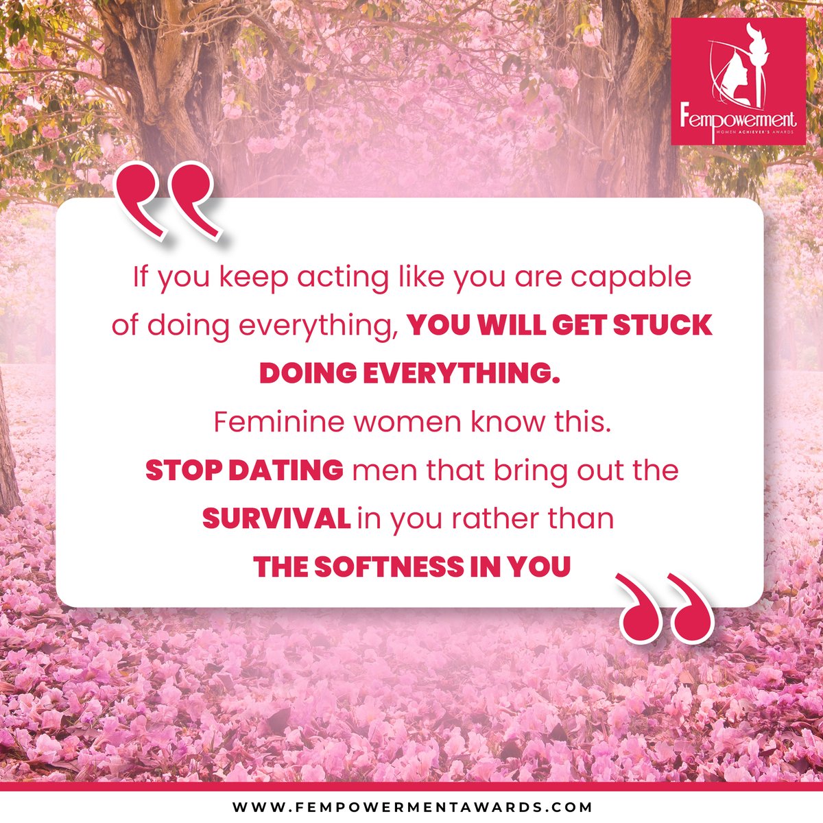 If you keep acting like you're capable of doing everything, you will get stuck doing everything. Feminine women know this. Stop dating men dat bring out the survival in you rather than the softness in you✨✨
.
#feminine #feminineenergy #Quoteoftheday #Womenslife #EmpoweringHer