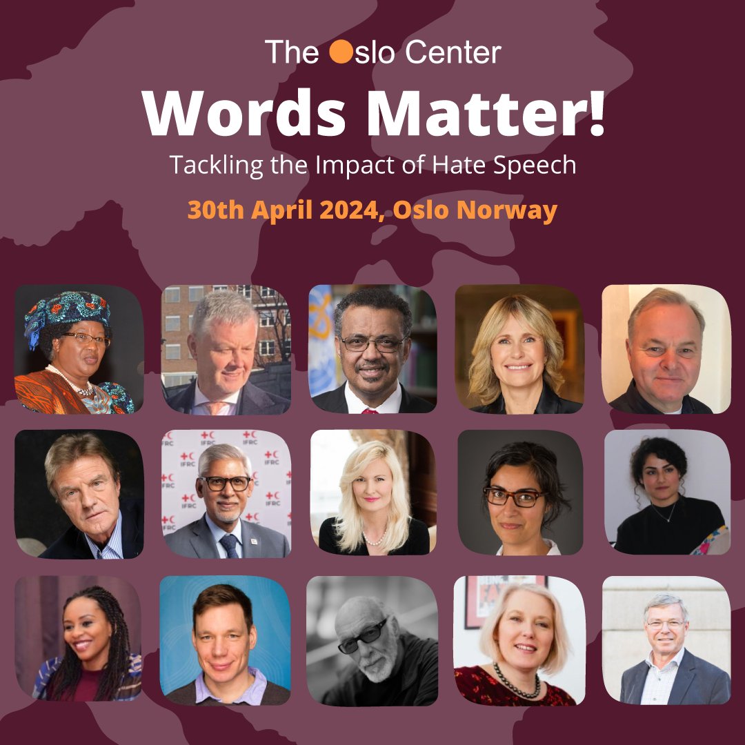 We're excited to announce the speaker line-up for the #WordsMatter conference!

<a href="/TheOsloCenter/">The Oslo Center</a> Words Matter! conference will bring together global and community leaders to explore ways to combat hate speech, hate crimes, and the exploitation of youth.👉wordsmatter.oslocenter.no