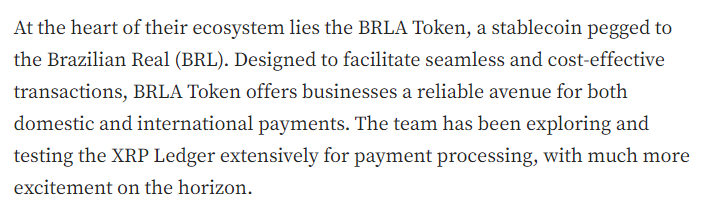 THE #BRLA #STABLECOIN PEGGED TO THE #BRASILIAN REAL (BRL) HAS BEEN EXTENSIVELY TESTED ON THE #XRPL FOR PAYMENT PROCESSING ➡️ 'BRIDGING TRADITIONAL FINCANCE WITH CRYPTO' BY THE LEADING CROSS-BORDER PAYMENTS FINTECH IN THE BRAZILIAN MARKET: BRLA DIGITAL @RippleXDev SOURCE:…