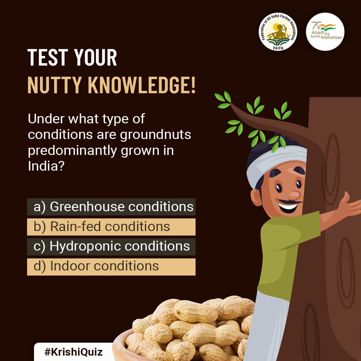 FAIFA_Official's tweet photo. What type of conditions are suitable for growing groundnuts in India?
.
#Groundnut #DidYouKnow
#Nutty #quiz https://t.co/me0mQlh6ey
