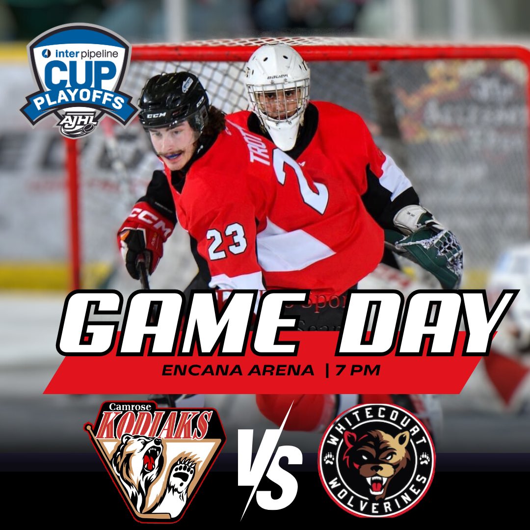 Game day! Get down to Encana for game 3 of the best of 7! Puck drop at 7PM. Get your tickets at the Kodiaks office or online at showpass.com

@newcountry981 
@wildrosecoop 
📸 <a href="/prosportsphoto/">ProSportsPhotography</a>