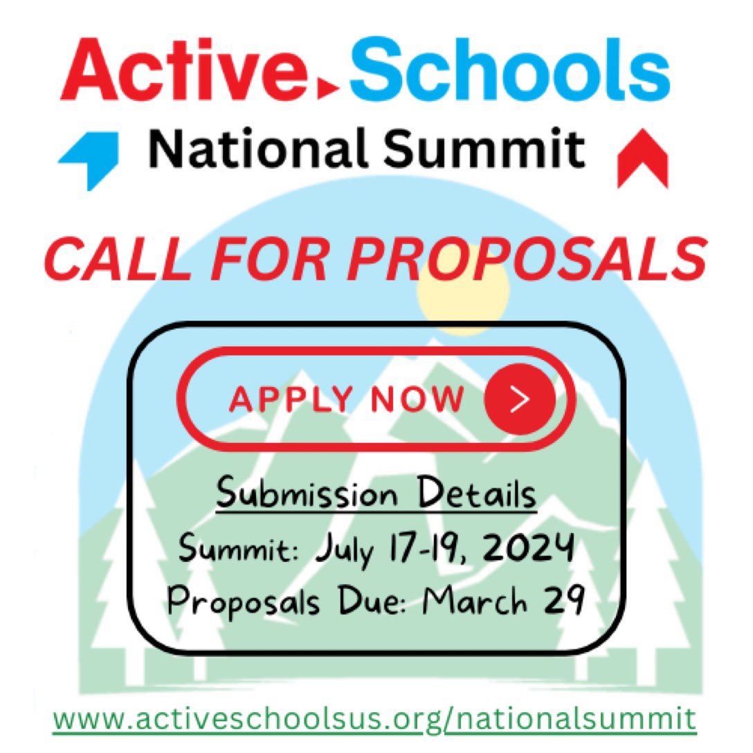 Just TEN days left to submit a proposal to present at the Active Schools National Summit! Sessions should spotlight anything related #school #physicalactivity. Dates = July 17-19, 2024 Link: activeschoolsus.org/nationalsummit/ #ActiveSummit24 #ActiveKidsDoBetter @UNCactiveschool