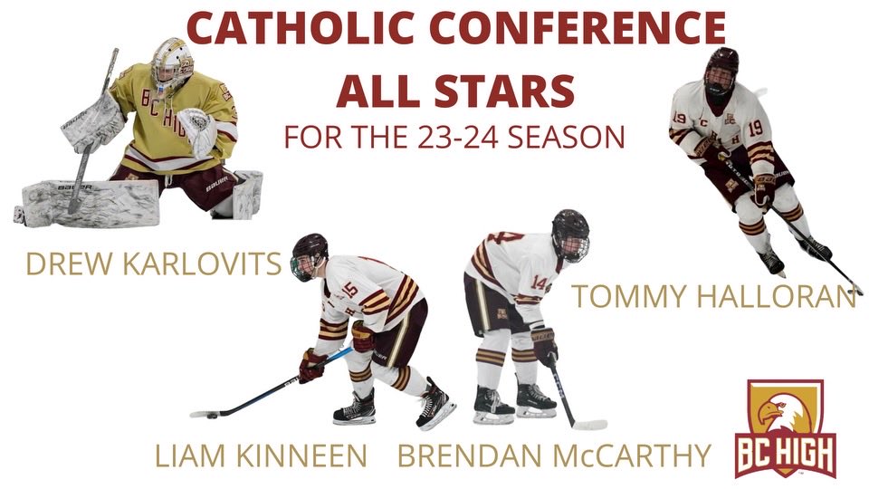 Congrats to Catholic Conference All-Stars: Tommy Halloran, Liam Kinneen, Brendan McCarthy and Drew Karlovits. Honorable mentions:Sonny Christian, James Greer and Owen Welch. ⁦@BChighathletics⁩ ⁦@BCHChirpNation⁩ ⁦@BCHigh⁩ ⁦@MassNZ⁩ ⁦⁦