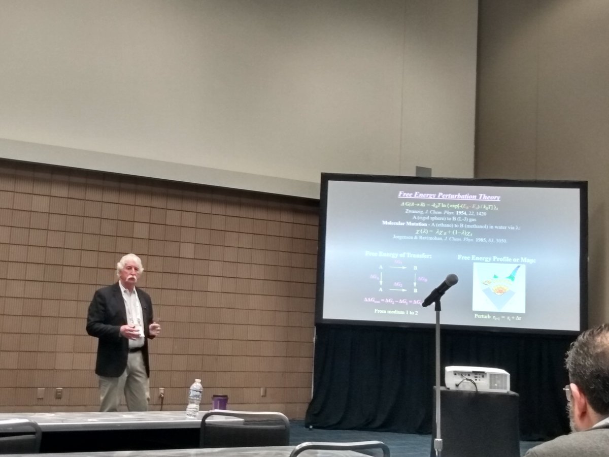 Tour de force on history and future of Free Energy Perturbation (FEP) today at #ACSSpring2024 by @JorgensenWL featuring @UMDscience and @UMD_IPST 's own (underappreciated?) Robert Zwanzig