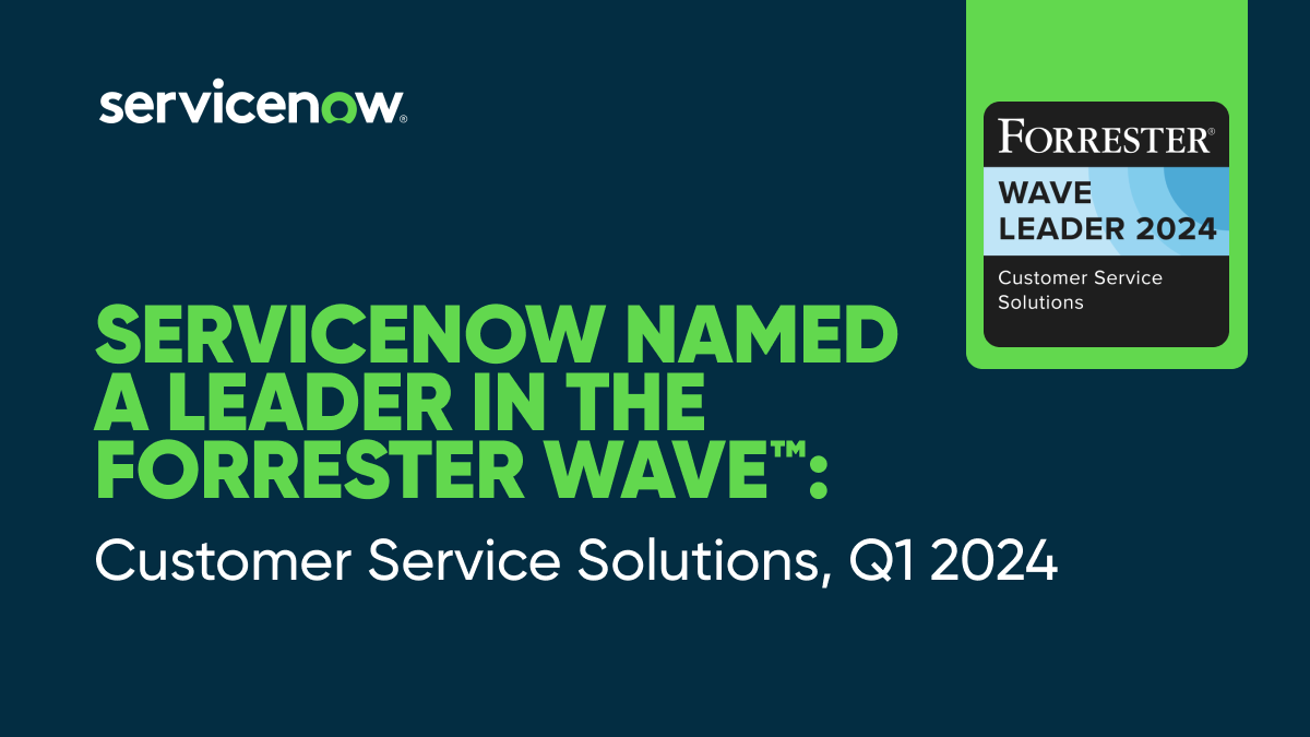ServiceNowNews's tweet photo. We're thrilled to be chosen as a Leader in The Forrester Wave™: Customer Service Solutions, Q1 2024! See why ServiceNow Customer Service Management (CSM) has been recognized for uniquely focusing on “resolution-centric customer service." https://t.co/cyM5edcFAT https://t.co/AfYah2XQNC