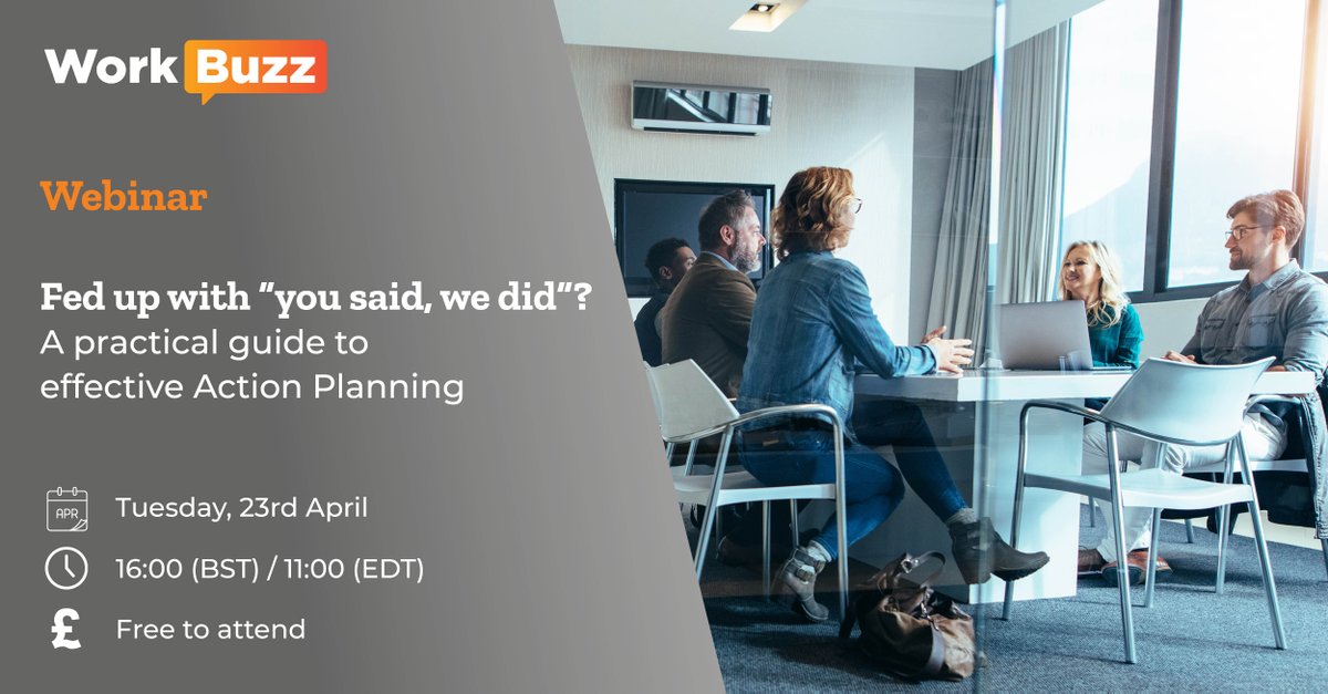 #Employeelistening is certainly a step in the right direction - but it's not enough.

Join our next webinar: Fed up with 'you said, we did'? A practical guide to effective Action Planning

🗓️ Tuesday 23rd April
⏰ 16:00 (BST)/11:00 (EDT)
💰 Free to attend

hubs.ly/Q02pXsCc0