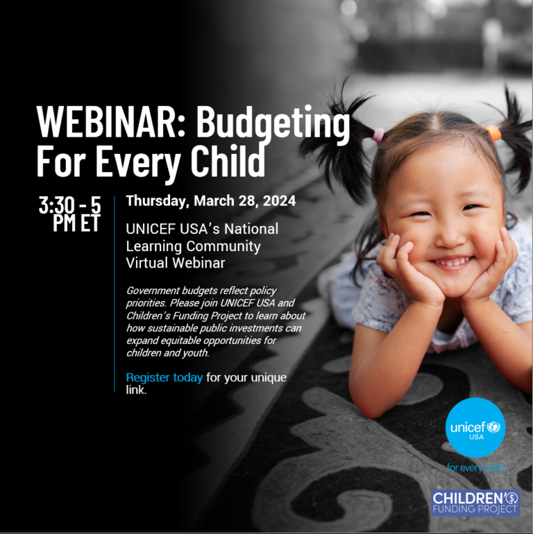 Calling all municipal leaders, staff and advocates! Want to fund your goals for children in equitable and sustainable ways? Join us and @UNICEFUSA for a webinar at 3 PM ET on 3/28 to learn how to do just that and more! Register today: bit.ly/3TqkJ1N.